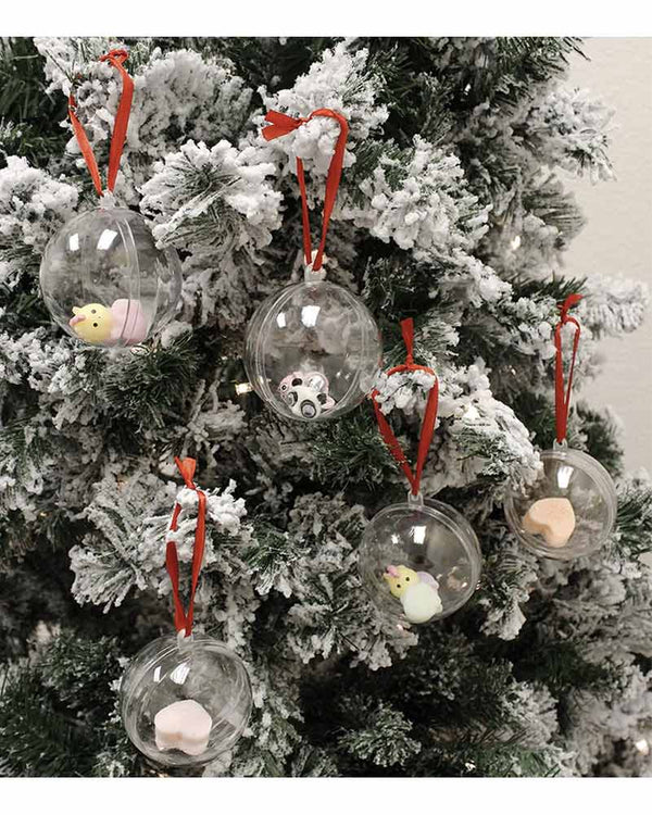 Clear Plastic Fillable Christmas Ball Ornaments Pack of 15