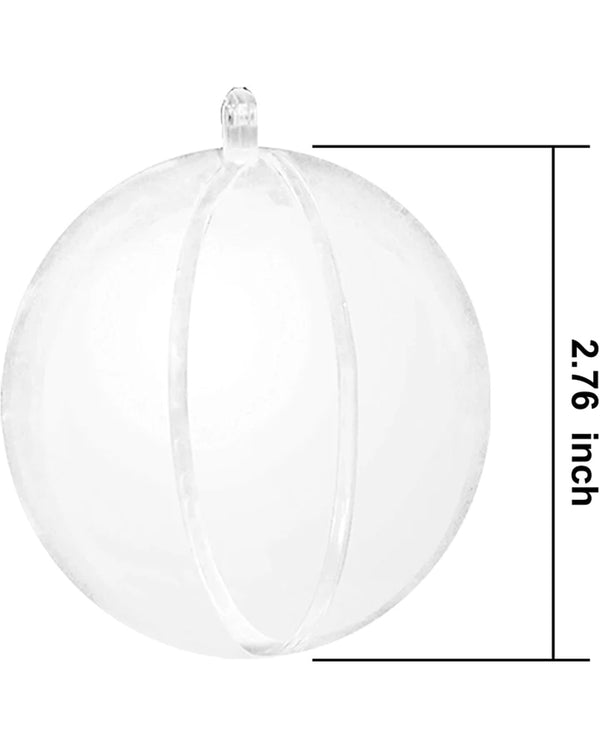 Clear Plastic Fillable Christmas Ball Ornaments Pack of 15