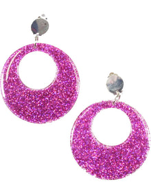 60s Clip On Magenta Glitter Mod Earrings