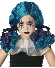 Clowny Curls Blue Kids Halloween Wig