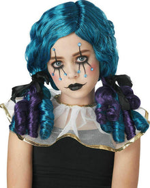 Clowny Curls Blue Kids Halloween Wig