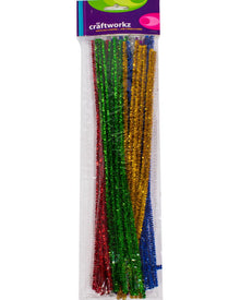 Multicolour Tinsel Pipe Cleaners 30cm Pack of 50