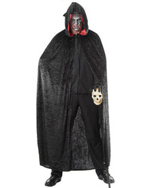 Long Black Velvet Hooded Halloween Cape