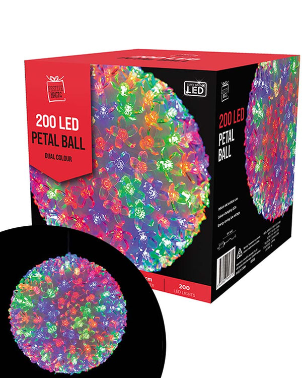 Colour Change LED Christmas Petal Ball 20cm