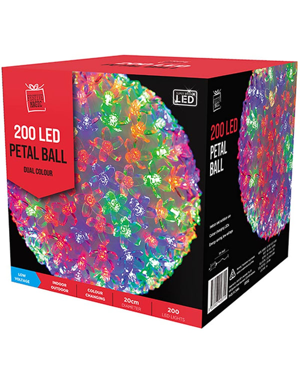 Colour Change LED Christmas Petal Ball 20cm