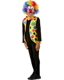 Colourful Clown Kids Waistcoat Nose and Bowtie Accessory Set