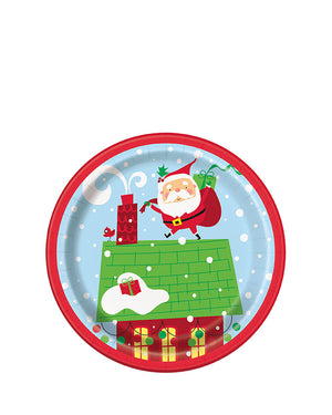 Image of round colourful Santa plate.