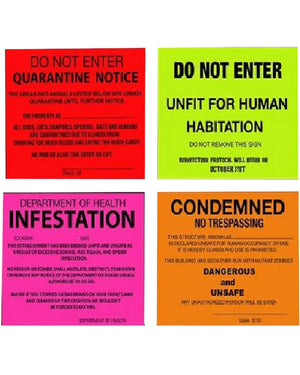 Condemned Signs Pack of 4