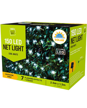 Solar Cool White 150 Piece LED Net Christmas Lights 2.5m x 1.3m