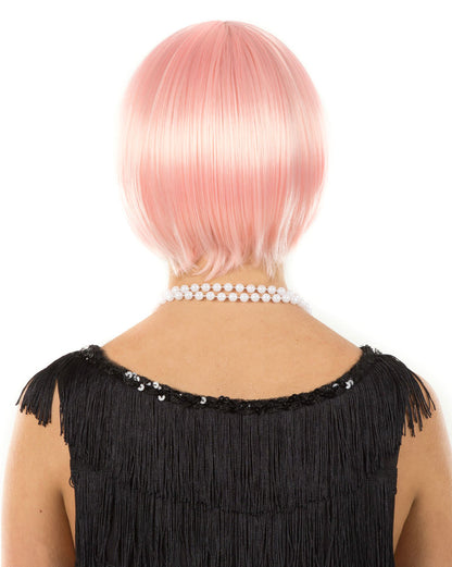 20s Flapper Deluxe Pastel Pink Bob Wig
