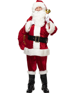 Classic Velour Santa Suit Mens Plus Size Christmas Costume