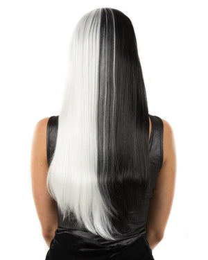 Deluxe Long Black and White Wig
