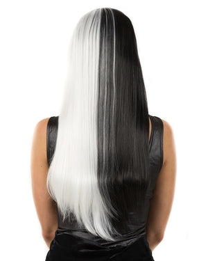 Deluxe Black and White Long Wig