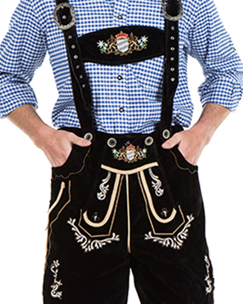 Oskar Deluxe Black Lederhosen Plus Size Mens Costume