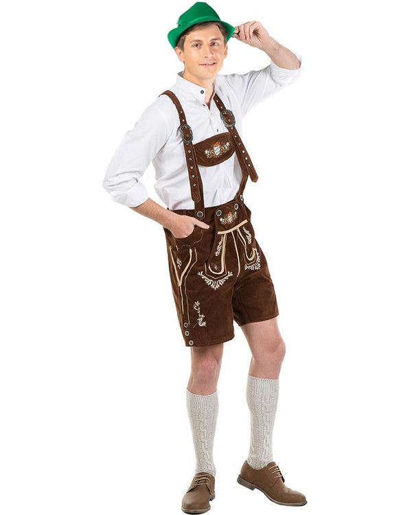 Oskar Deluxe Brown Lederhosen Mens Costume