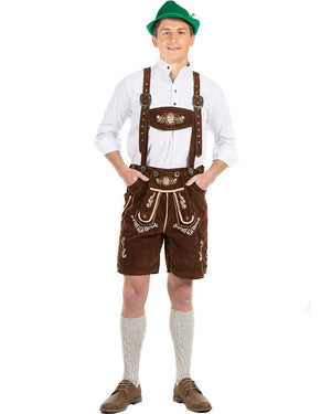 Oskar Deluxe Brown Lederhosen Plus Size Mens Costume