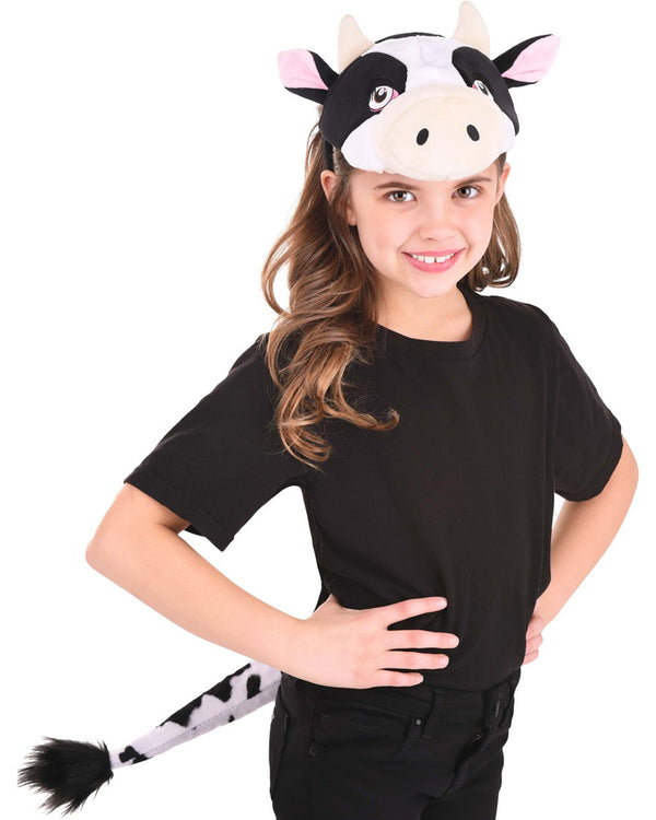 Cow Plush Headband and Tail Set