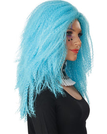 Crimped N Kooky Long Blue Halloween Wig
