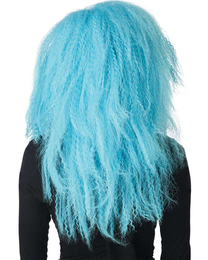 Crimped N Kooky Long Blue Wig
