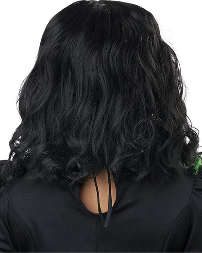 Cute N Crafty Short Black and Green Wig