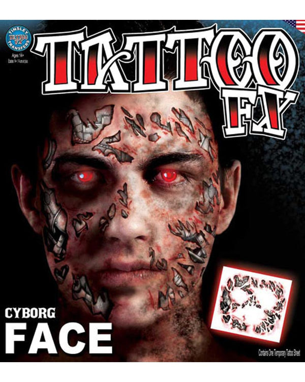 Cyborg Full Face FX Tattoo