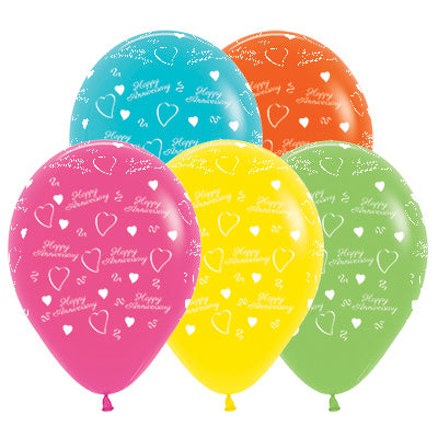 Sempertex 30cm Anniversary Tropical Assorted Latex Balloons 25PK Pack of 25