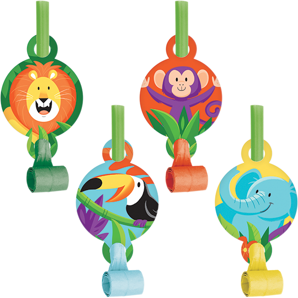 Jungle Safari Blowouts with Medallions Pack of 8