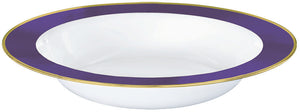 Premium Plastic Bowls 354ml White with New Purple Border Pack of 10