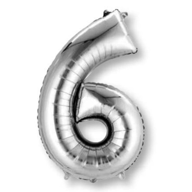 Silver 86cm Number 6 Supershape Foil Balloon