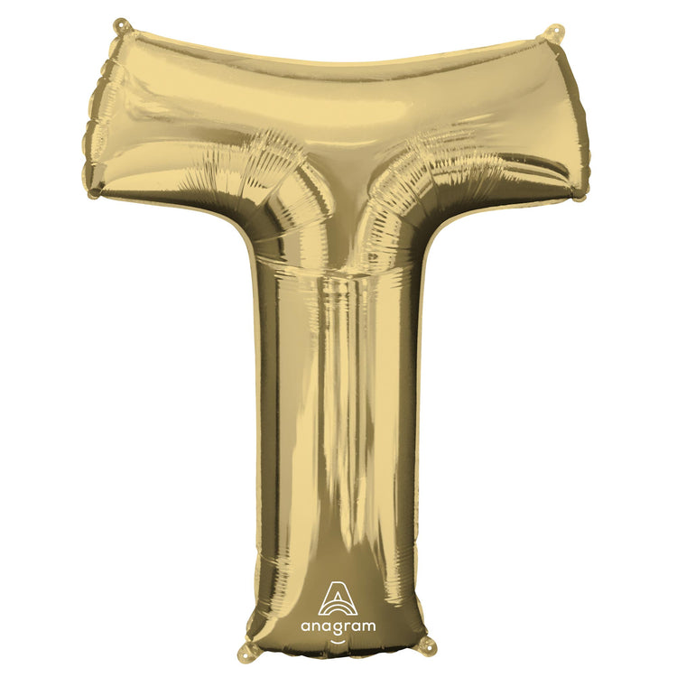 SuperShape Letter T White Gold Balloon