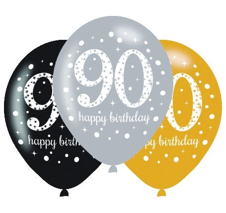 Sparkling Celebration 90 30cm Latex Balloons Pack of 6