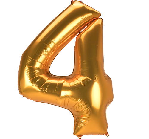 SuperShape Jumbo Number 4 Gold 91cm x 137cm Balloon