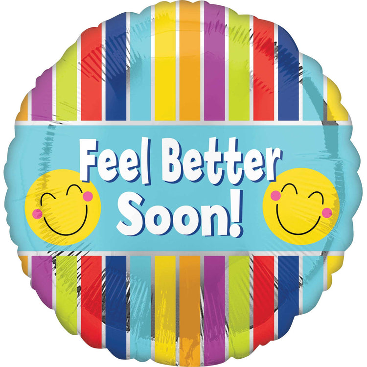 45cm Standard HX Feel Better Soon Stripes Balloon