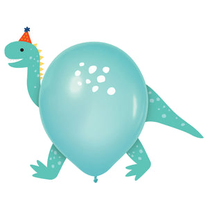 Dino-Mite Party Dinosaurs 30cm Latex Balloons & Paper Adhesive Add-Ons Pack of 6