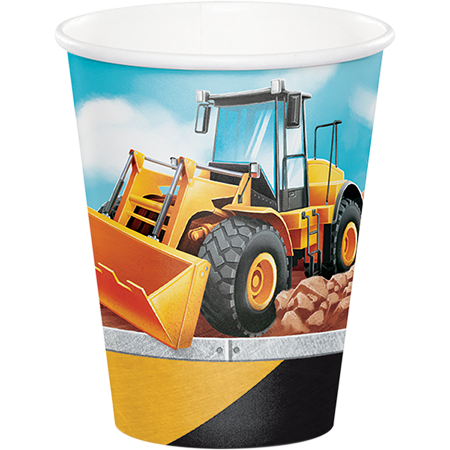 Big Dig Construction Cups Paper 266ml Pack of 8
