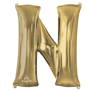 SuperShape Letter N White Gold Balloon