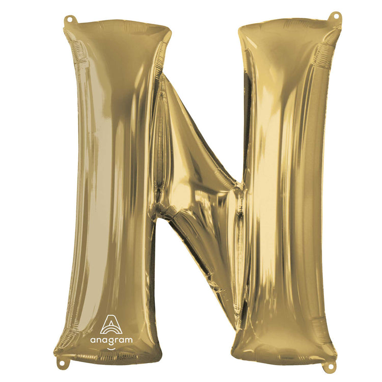 SuperShape Letter N White Gold Balloon