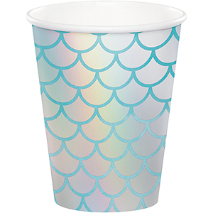 Mermaid Shine Iridescent Cups Paper 266ml Pack of 8