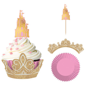 Disney Princess Once Upon A Time Glittered Cupcake Kit for 24 Pack of 24