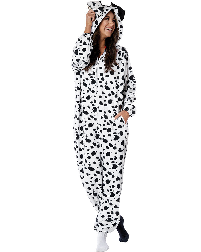 Dalmatian Fleece Jumpsuit Adult Costume