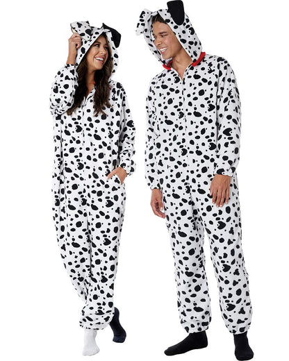 Dalmatian Fleece Jumpsuit Adult Costume