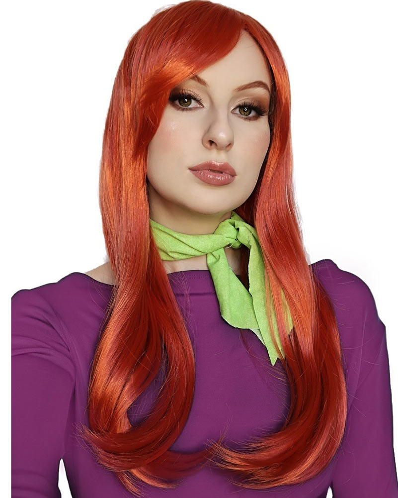 Daphne Long Auburn Wig with Scarf Set