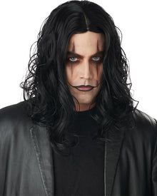 Dark Avenger Curly Long Black Halloween Wig