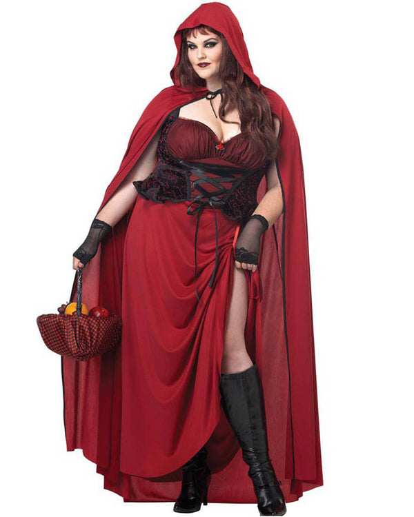 Dark Red Riding Hood Womens Plus Size Costume