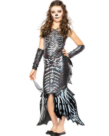 Dark Skeleton Mermaid Deluxe Girls Halloween Costume