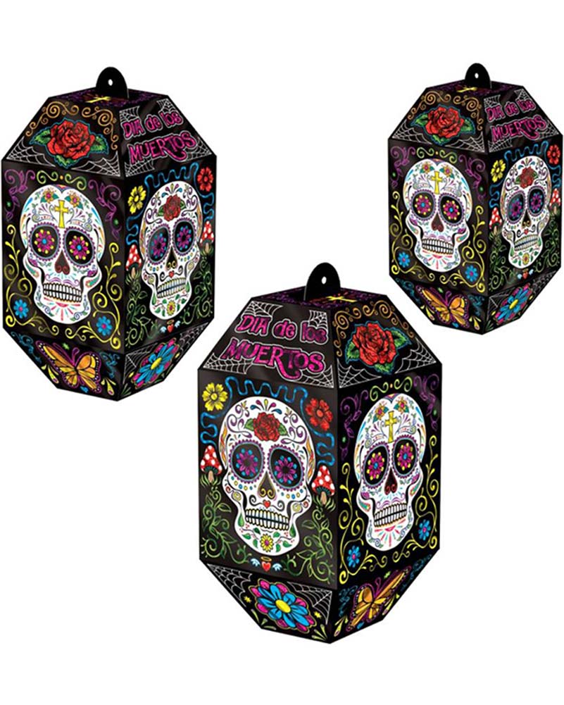 Day Of The Dead Foil Paper Lanterns Pack of 3