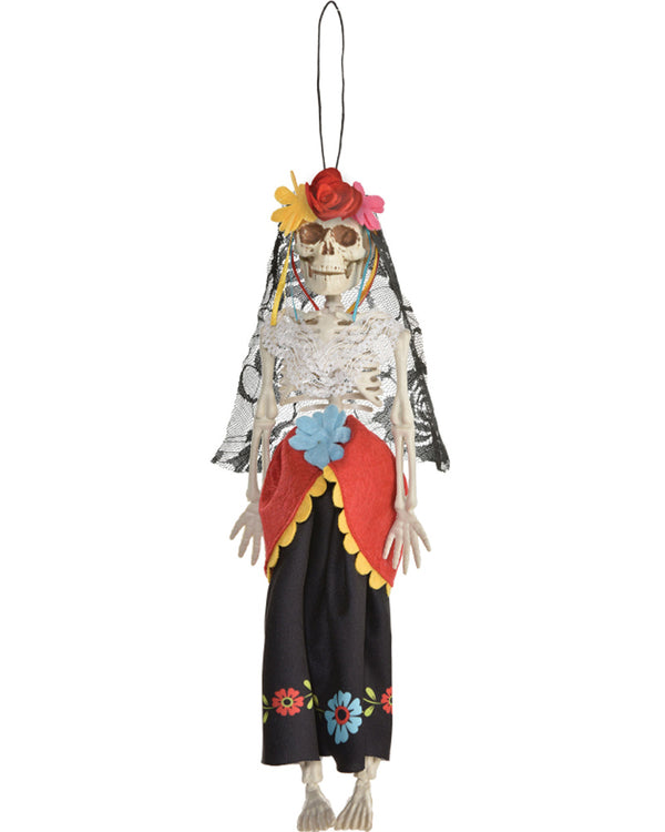 Day of the Dead Hanging Skeleton Bride Prop 30cm
