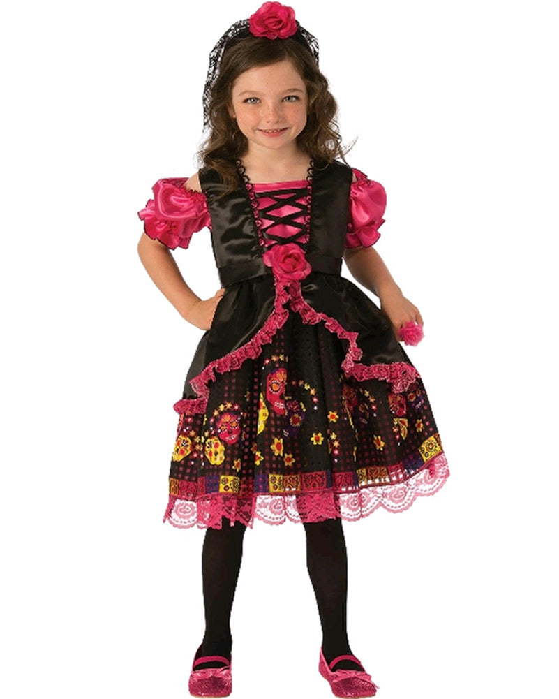 Day of the Dead Pink Rose Girls Costume