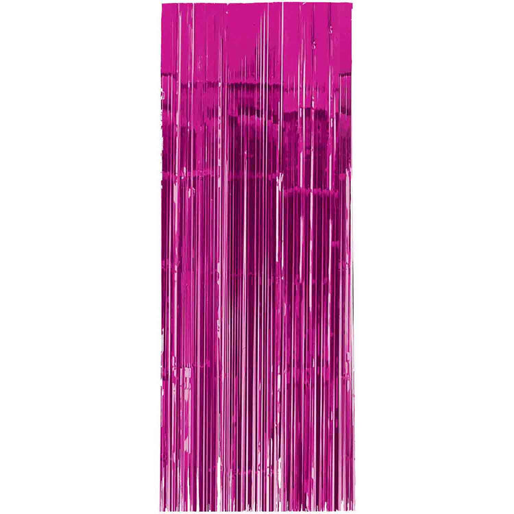 Bright Pink Metallic Foil Door Curtain