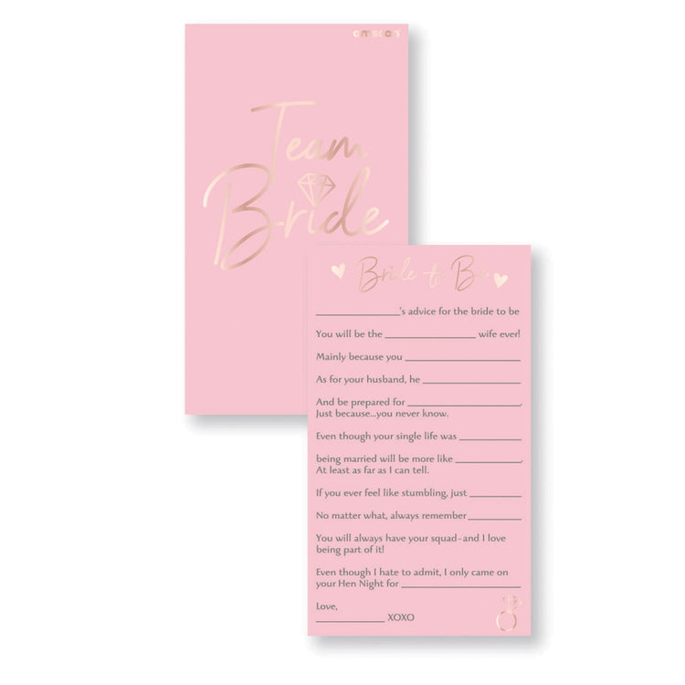 Team Bride Hen's Night Advice Cards PK8
